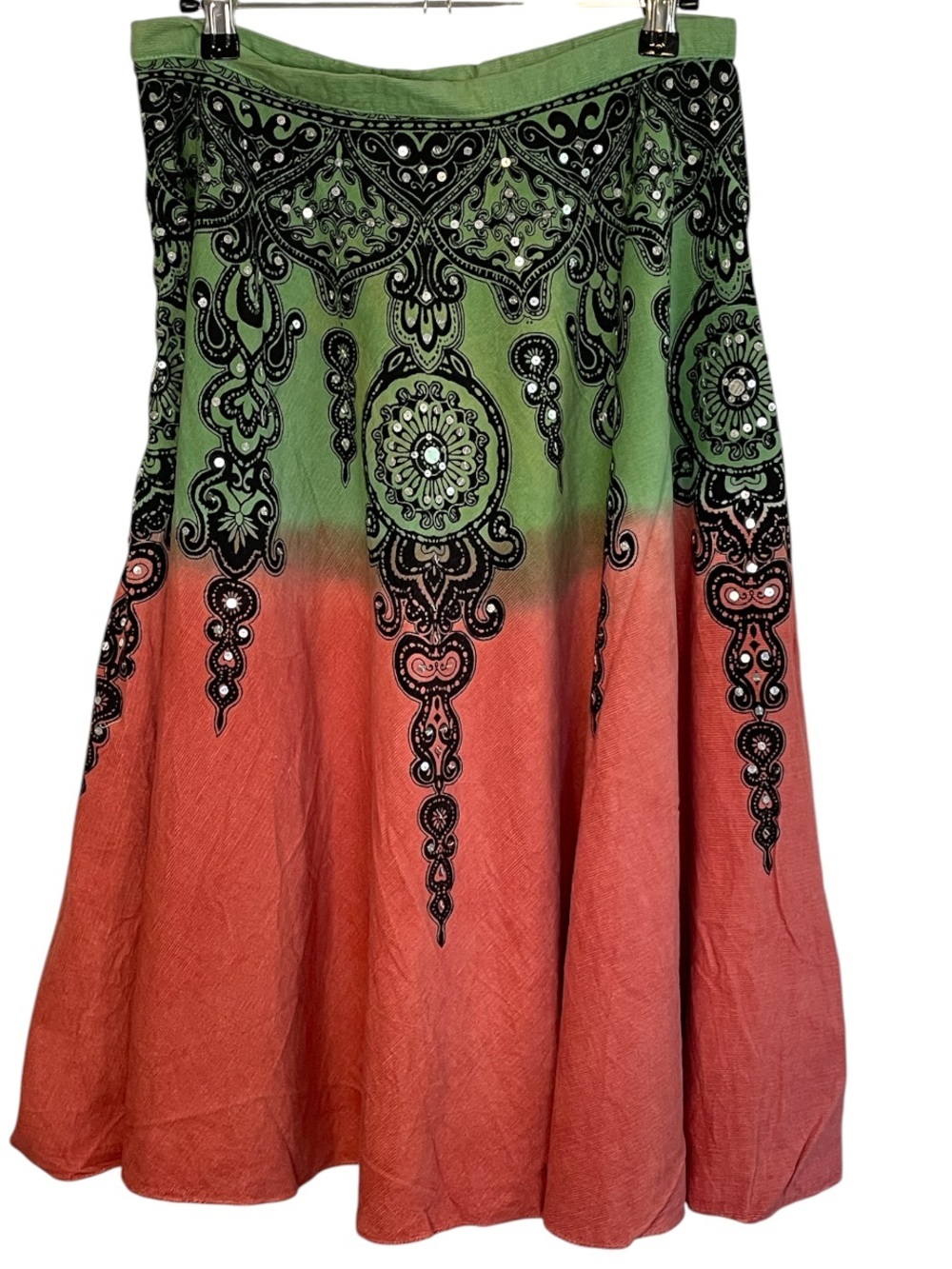 Angie Y2K Boho Ombre Sequin Midi Skirt M